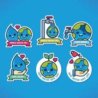 Cute Cartoon World Water Day Sticker Set vector