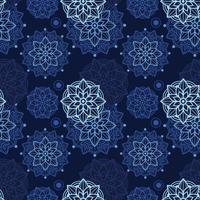 flor de loto azul mandala de patrones sin fisuras vector