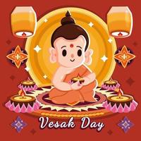 Buddha Caricature for Vesak Day Celebration Concept