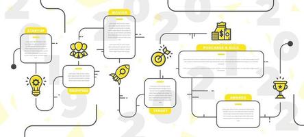 Creative Yellow Infographic with Outline Black Color vector