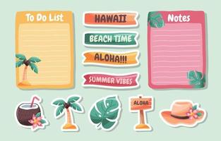 colección de pegatinas de diario de viaje de hawaii vector