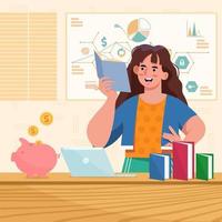 la mujer aprende el concepto de gestión financiera