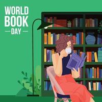 Woman Enjoy Her Time Reading Book Concept vector