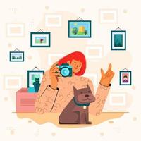 Photographer Doing Dog Photo Session Concept vector