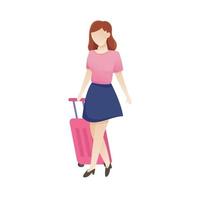 Women with suitcase illustration isolated on white background vector