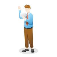 Employee or a businessman waving hand and holding something goods vector