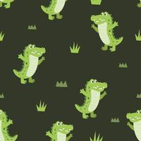 Vector seamless pattern Cute happiness alligator