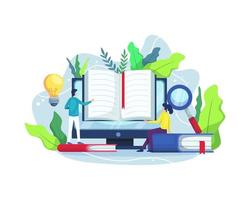 Online reading and Online Library concept vector