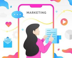 Digital marketing with mobile phone vector