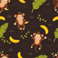 Vector seamless pattern Cute monkey