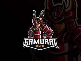 diseño de logotipo de deporte de mascota samurai vector