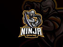 diseño de logotipo de deporte de mascota ninja vector