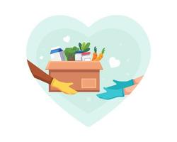 Food and groceries donation illustration vector