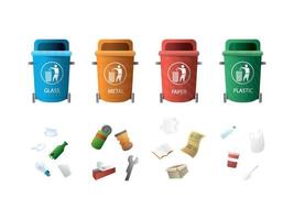 Containers for garbage of different types vector