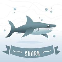 Shark cartoon fish character. Blue shark cartoon, Sharks cartoon character in vector. Smiling shark cartoon illustration vector