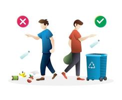 Correct and wrong behavior of littering waste vector