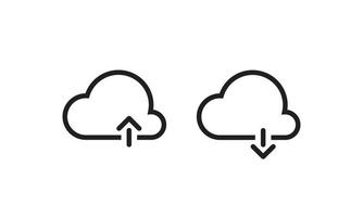 Upload Download Cloud Icon Vector in Line Style