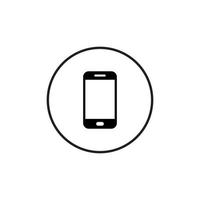 Smartphone Cellphone Icon Vector in Circle Line