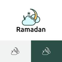 nube cielo media luna estrella ramadán evento islámico comunidad musulmana logo vector