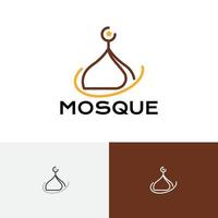 Mosque Dome Islamic Center Study Islam Muslim Community Line Style Logo vector