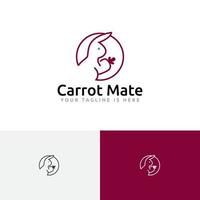 Carrot Mate Bunny Rabbit Cute Animal Monoline Style Logo vector