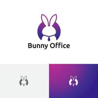 Rabbit Bunny Office Work Boss Employee Negative Space Logo vector