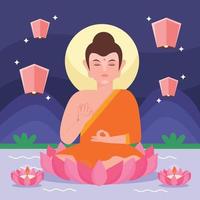 Buddha Meditates on a Lotus vector