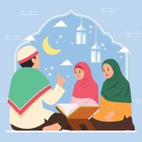 Muslims Reading Quran Together vector
