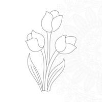 Flower Coloring Page for kids vector