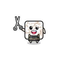 ceramic tile character as barbershop mascot vector