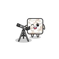 ceramic tile astronomer mascot with a modern telescope vector