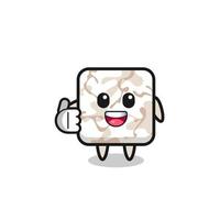 ceramic tile mascot doing thumbs up gesture vector