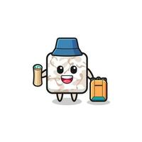 ceramic tile mascot character as hiker vector