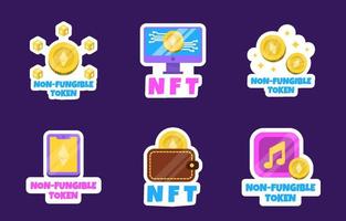 Colorful Non Fungible Token Sticker Collection vector