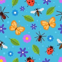 Seamless Pattern of Spring Bugs Background vector