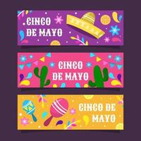 conjunto de banners de festividad cinco de mayo vector