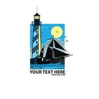sailing and the tower light vector