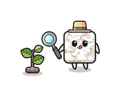 cute ceramic tile herbalist researching a plants vector