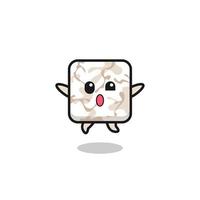 ceramic tile character is jumping gesture vector