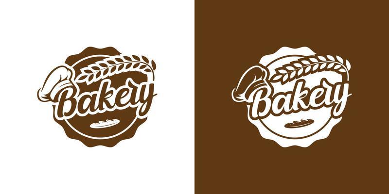 label emblem badge bakery logo design with chef hat and wheat