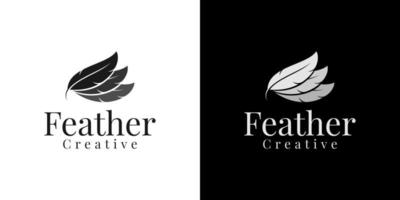 simple minimalist elegant feather logo design vector