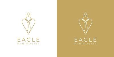 diseño de logotipo de águila dorada elegante simple minimalista de lujo en estilo de arte lineal vector