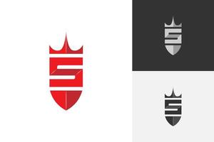 letter s shield with crown logo design vector