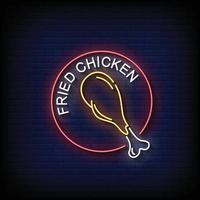 Fried Chicken Neon Signs Style Text Vector