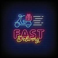 Fast Delivery Neon Signs Style Text Vector