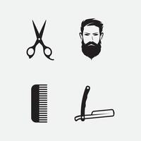 Vintage barbershop logo set and design emblems labels, badges, logos background illustration vector