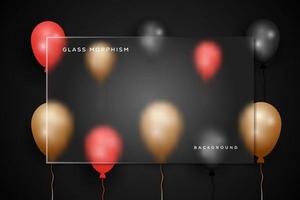 glass morphism illustration with helium balloon background vector