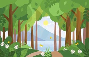 fondo de paisaje de bosque de verano vector