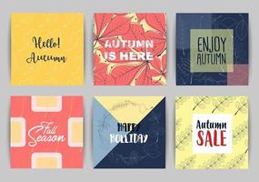 conjunto de plantilla de banners de venta de otoño con letras vector