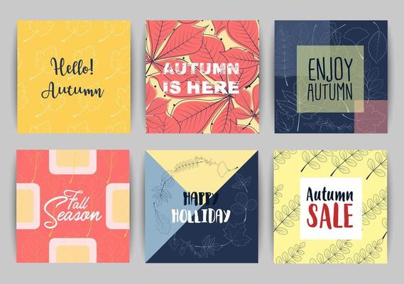 Set of autumn sale banners template with lettering
